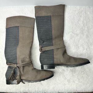 Anyi Lu Knee Boots Size 39 Textured Leather Tassels